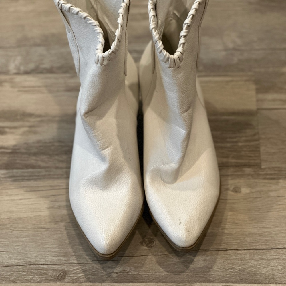 White ankle length cowboy boots